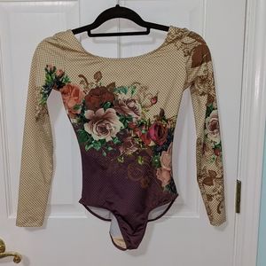 ballet rosa printed long sleeve leotard